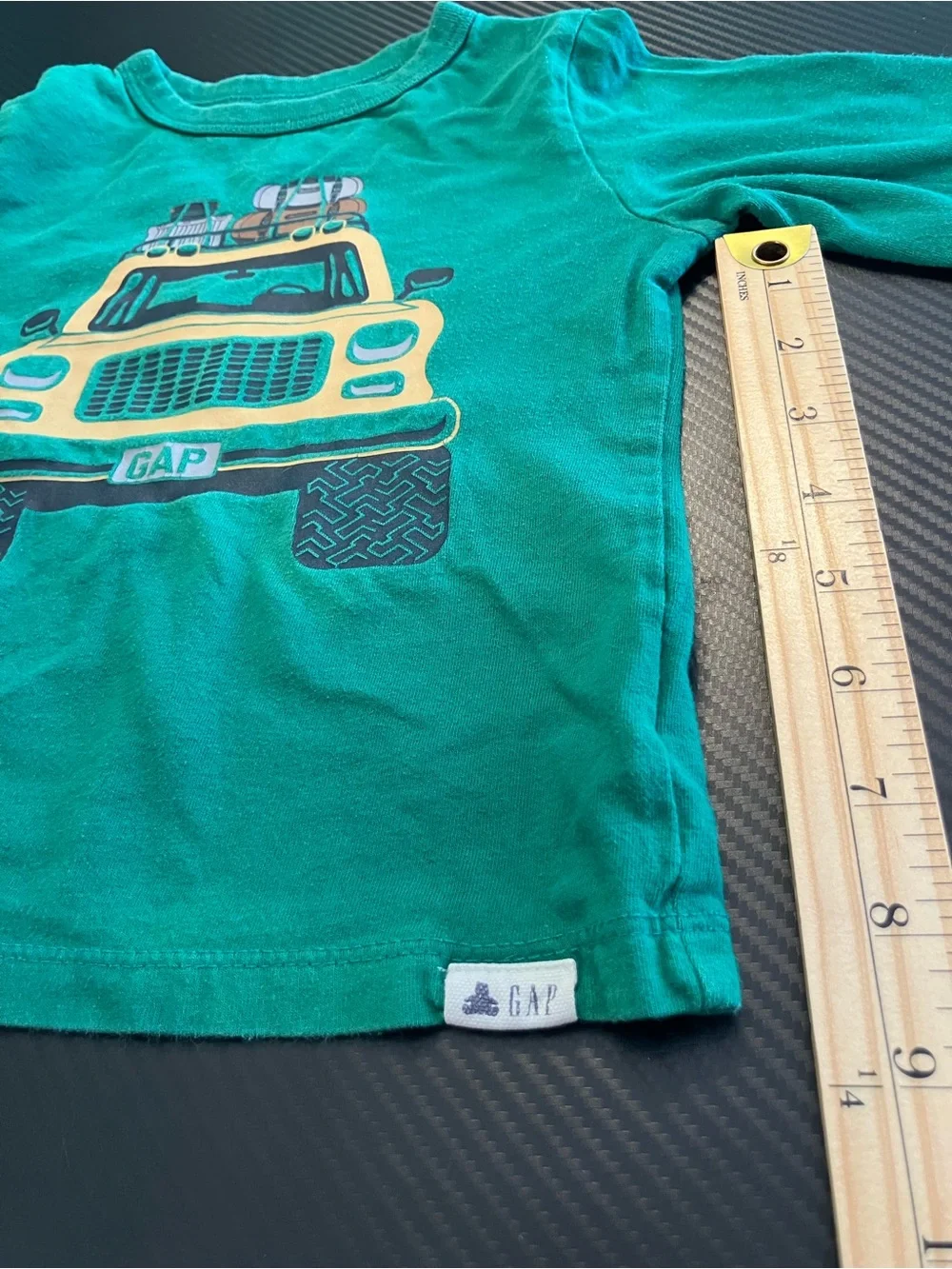GAP Teal Long-Sleeve Kids Tee with Yellow Truck Print